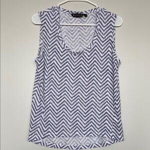 Athleta Blue and White Tank Top with Scoop Neckline